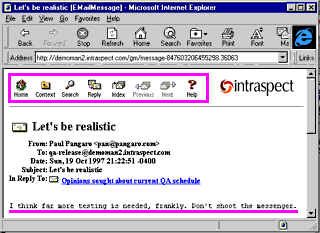 Browser access of Intraspect