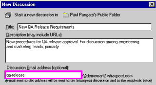 Discussion e-mail address enables automatic distribution