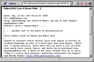 View Pane displays e-mail messages